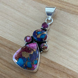 Kingman Pink Dahlia Turquoise Solid 925 Sterling Silver Pendant