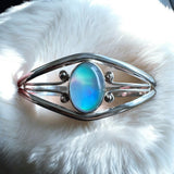 Aurora Opal Solid 925 Sterling Silver Cuff Bracelet