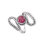 Rough Pink Tourmaline Solid 925 Sterling Silver Ring 9