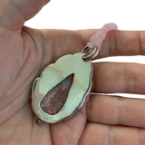 Pink Thulite & Rose Quartz Solid 925 Sterling Silver Pendant Necklace