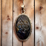 Carved Labradorite Solid 925 Sterling Silver Pendant