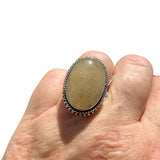 Gold Rutilated Quartz Solid 925 Sterling Silver Ring 7.5