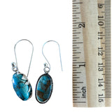 Kingman Blue copper Turquoise Solid 925 Sterling Silver Earrings