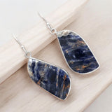 Sodalite Solid 925 Sterling Silver Earrings