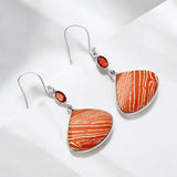 Sardonyx & Garnet Solid 925 Sterling Silver Earrings