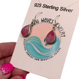 Pink Rainbow Moonstone Solid 925 Sterling Silver Earrings