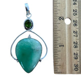 Chrysoprase & Peridot Solid 925 Sterling Silver Pendant