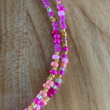 Pink & Gold Seed Bead Necklace