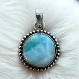 Caribbean Larimar Solid 925 Sterling Silver Pendant