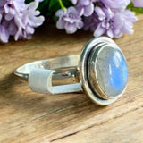 Dainty Labradorite Solid 925 Sterling Silver Ring