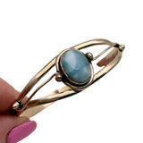 Caribbean Larimar Solid 925 Sterling Silver Cuff Bracelet