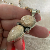 Fossilized Coral Solid 925 Sterling Silver Pendant Necklace