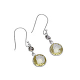 Citrine & Smoky Topaz Solid 925 Sterling Silver Earrings