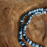 Snowflake Black Obsidian 4 mm Beaded Necklace