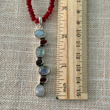 Rainbow Moonstone & Garnet Solid 925 Sterling Silver Pendant Necklace