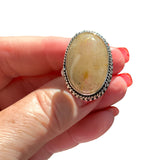 Gold Rutilated Quartz Solid 925 Sterling Silver Ring 7.5