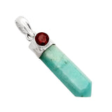 Amazonite & Garnet Solid 925 Sterling Silver Pendant