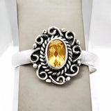 Citrine Solid 925 Sterling Silver Ring 7.5