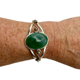 Nephrite Jade Solid 925 Sterling Silver Cuff Bracelet