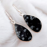 Snowflake Obsidian Solid 925 Sterling Silver Earrings