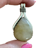 Gold Rutilated Quartz Solid 925 Sterling Silver Pendant