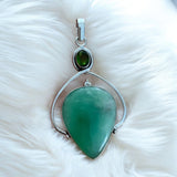 Chrysoprase & Peridot Solid 925 Sterling Silver Pendant