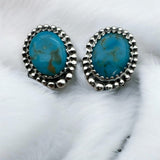 Kingman Turquoise Solid 925 Sterling Silver Stud Earrings