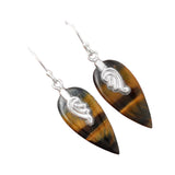 Blue Tiger Eye Solid 925 Sterling Silver Earrings