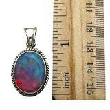 Aurora Opal Solid 925 Sterling Silver Pendant