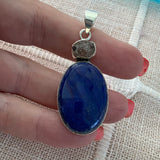 Blue Lapis & Herkimer Diamond Solid 925 Sterling Silver Pendant