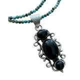 Black Onyx & African Turquoise Pendant Necklace