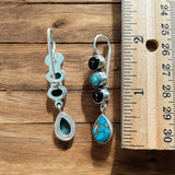 Kingman Turquoise & Black Onyx Solid 925 Sterling Silver Earrings