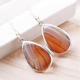 Lake Superior Agate Solid 925 Sterling Silver Earrings