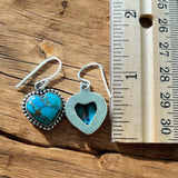 HEART Blue Turquoise Solid 925 Sterling Silver Earrings