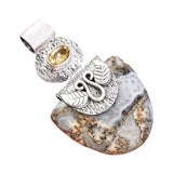 Maligano Jasper & Citrine Solid 925 Sterling Silver Pendant