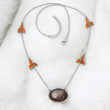 Lake Superior Agate & Carnelian Solid 925 Sterling Silver Necklace