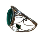 Malachite & Green Onyx Solid 925 Sterling Silver Cuff Bracelet