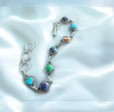 Colors of Turquoise Solid 925 Sterling Silver Bracelet