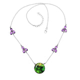 Green Mojave Turquoise & Amethyst Solid 925 Sterling Silver Necklace