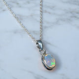 Ethiopian Opal Solid 925 Sterling Silver Pendant Necklace