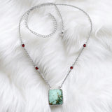 Royston Turquoise & Garnet Solid 925 Sterling Silver Necklace