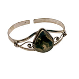 Moss Agate Solid 925 Sterling Silver Cuff Bracelet