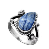 Dumortierite Blue Quartz Solid 925 Sterling Silver Ring 8.5