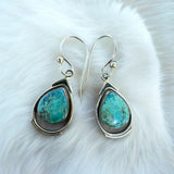 Chrysocolla Solid 925 Sterling Silver Earrings