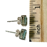 Blue Topaz Solid 925 Sterling Silver Stud Earrings