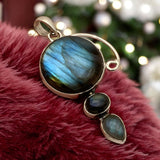 Blue Flash Labradorite Solid 925 Sterling Silver Pendant