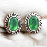 Green Onyx Solid 925 Sterling Silver Stud Earrings