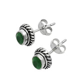 Green Onyx Solid 925 Sterling Silver Stud Earrings