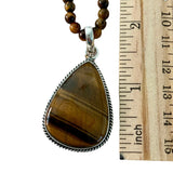 Tigers Eye Solid 925 Sterling Silver Pendant Necklace