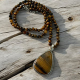 Tigers Eye Solid 925 Sterling Silver Pendant Necklace